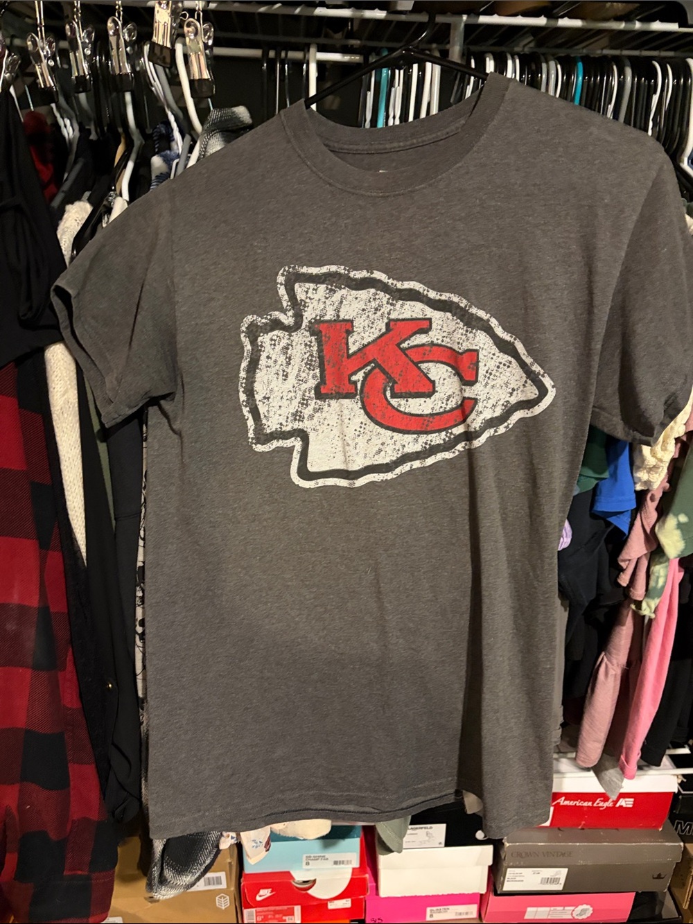 Kansas City Chiefs Gray T-Shirt with Red Logo